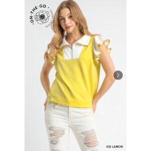 Umgee - Luxeknit Ruffle Sleeve Top - Small