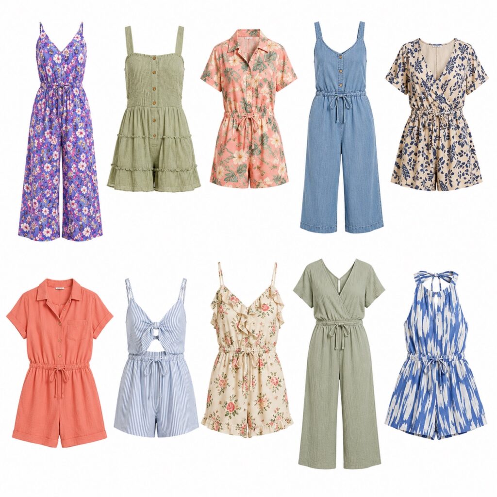 Coral casual romper for women