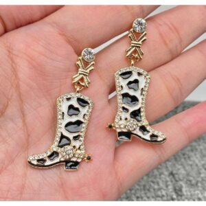 Howdy Darling Cow Print with Rhinestone Drop Earrings