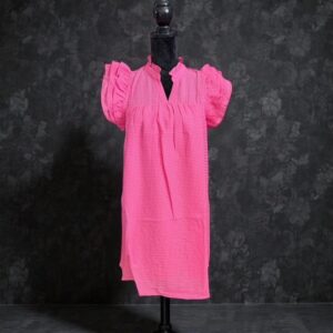 UMGEE - Layered Ruffle Sleeve Split Neck Dress - Small