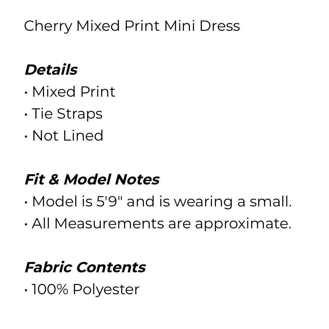 Umgee - Cherry Mixed Mini Dress - Small - Image 6