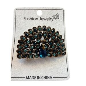 Cobalt Crown Peacock Brooch