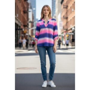Dear Scarlett - Lizzy 3/4 Sleeve Blue Multi LIZ-C0065 - Small