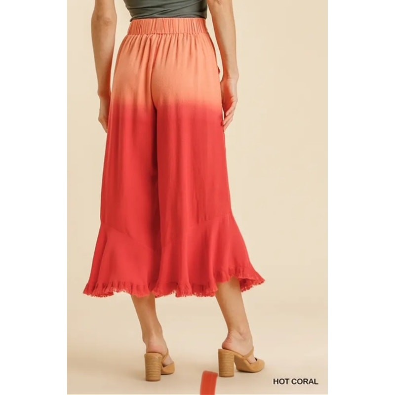 UMGEE - Linen Blend Dip Dye Wide Leg Pants - Small - Image 3