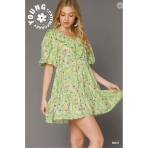 Umgee - Floral Print Boho Mini Dress - Small
