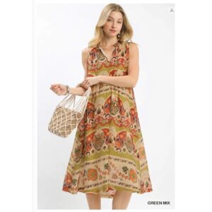 Umgee - Boho Floral Sleeveless Midi Dress - Medium