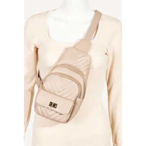 Faux Leather Sling Bag - Khaki
