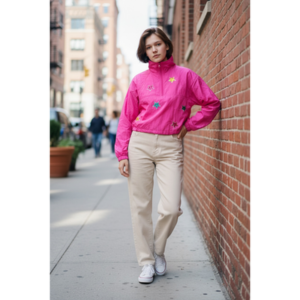 Peach Love - Pull Over Jacket with Sequin Stars - Large