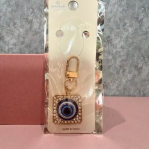 Rhinestone Evil Eye Bag Charm in Gold