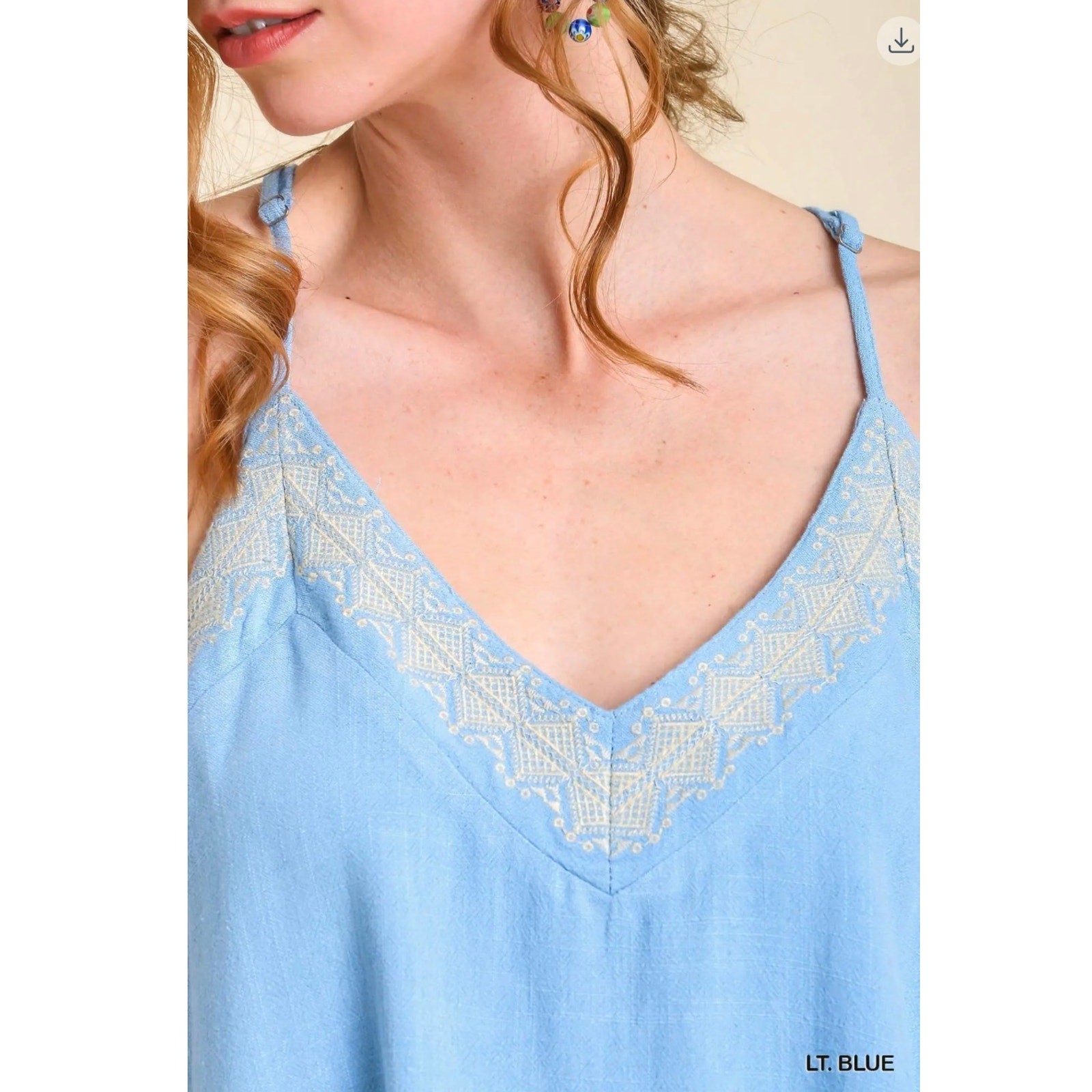 Umgee - Linen Tribal Embroidered Frayed Hem Top - MEDIUM - Image 3