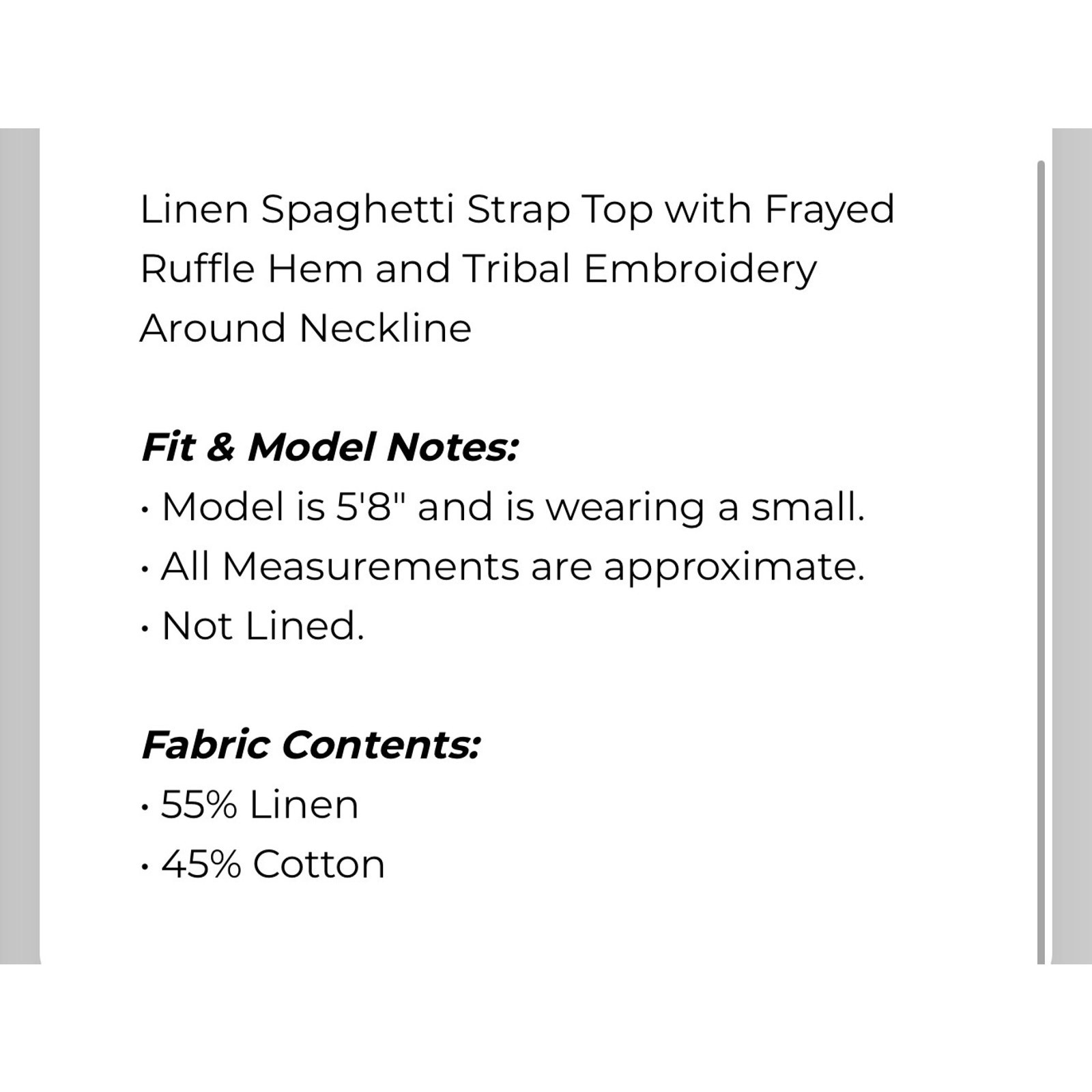 Umgee - Linen Tribal Embroidered Frayed Hem Top - MEDIUM - Image 7