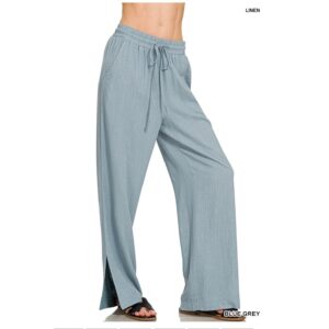 Zenana - Linen Drawstring Pants - Small