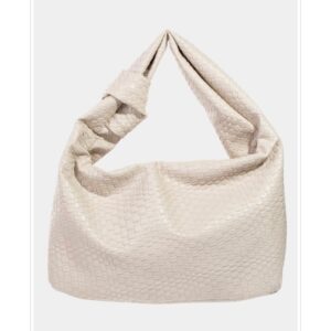 Braided Pattern Knotted Handle Handbag - Ivory