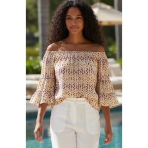 Heyson - Off the Soulder Geometric Pattern Blouse - Small