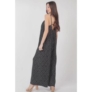 Very J - Black with White Dots Pleated Wide Leg Jumpsuit w/Pockets - Medium