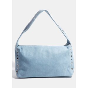 Wide Boxy Grommet Handbag - Denim