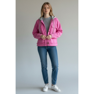 Zenana - Button Down Fleece Hacci Jacket with Hood - Large