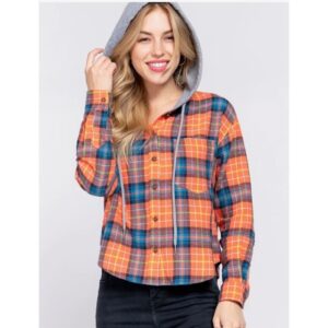 Active USA - Women's Long Sleeve Plaid Hoodie