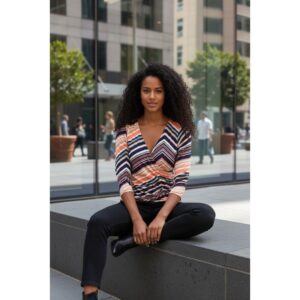 Misia - Striped Wrap Blouse - Medium