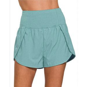 Zenana - Activewear High Waisted Shorts w/Built in Panties - Small
