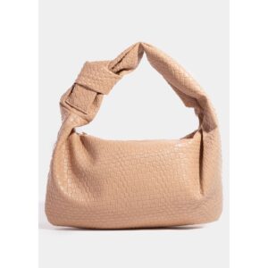 Braided Pattern Knotted Handle Handbag - TAUPE