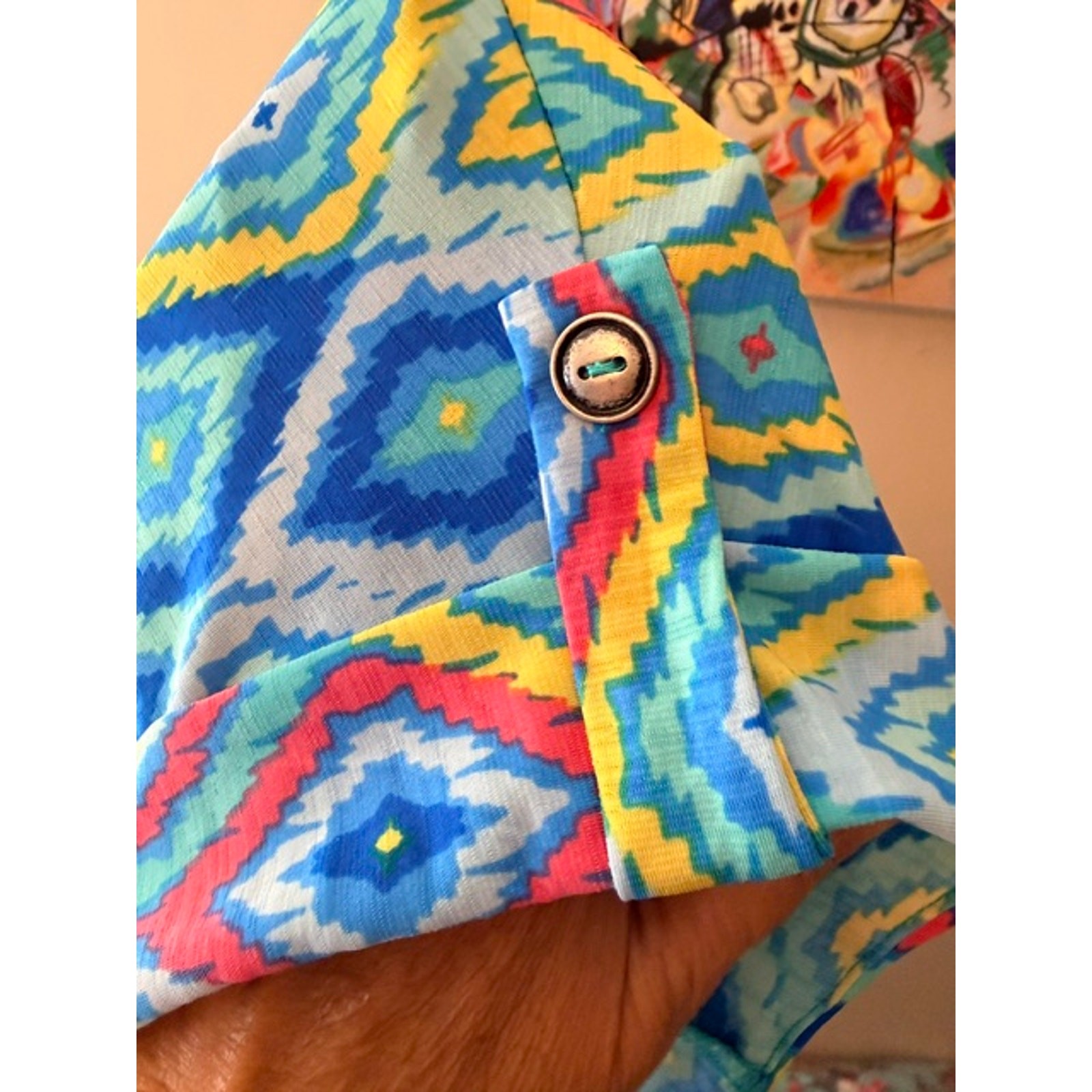Dear Scarlett - Southwestern Print Lizzy Short Sleeve Tab Top - 2X - Image 7