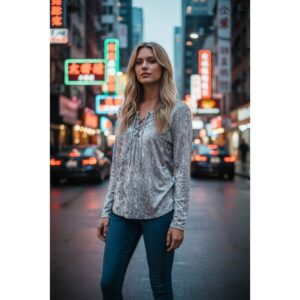 The "Silver Tide" Lace Up Top - Small