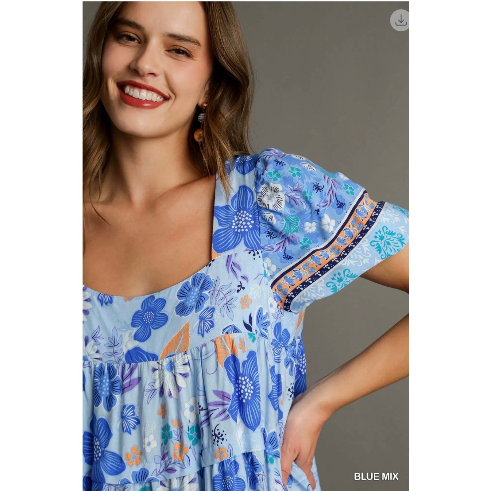 Umgee - Border Print Pin-Tuck Tiered Dress - MEDIUM - Image 4