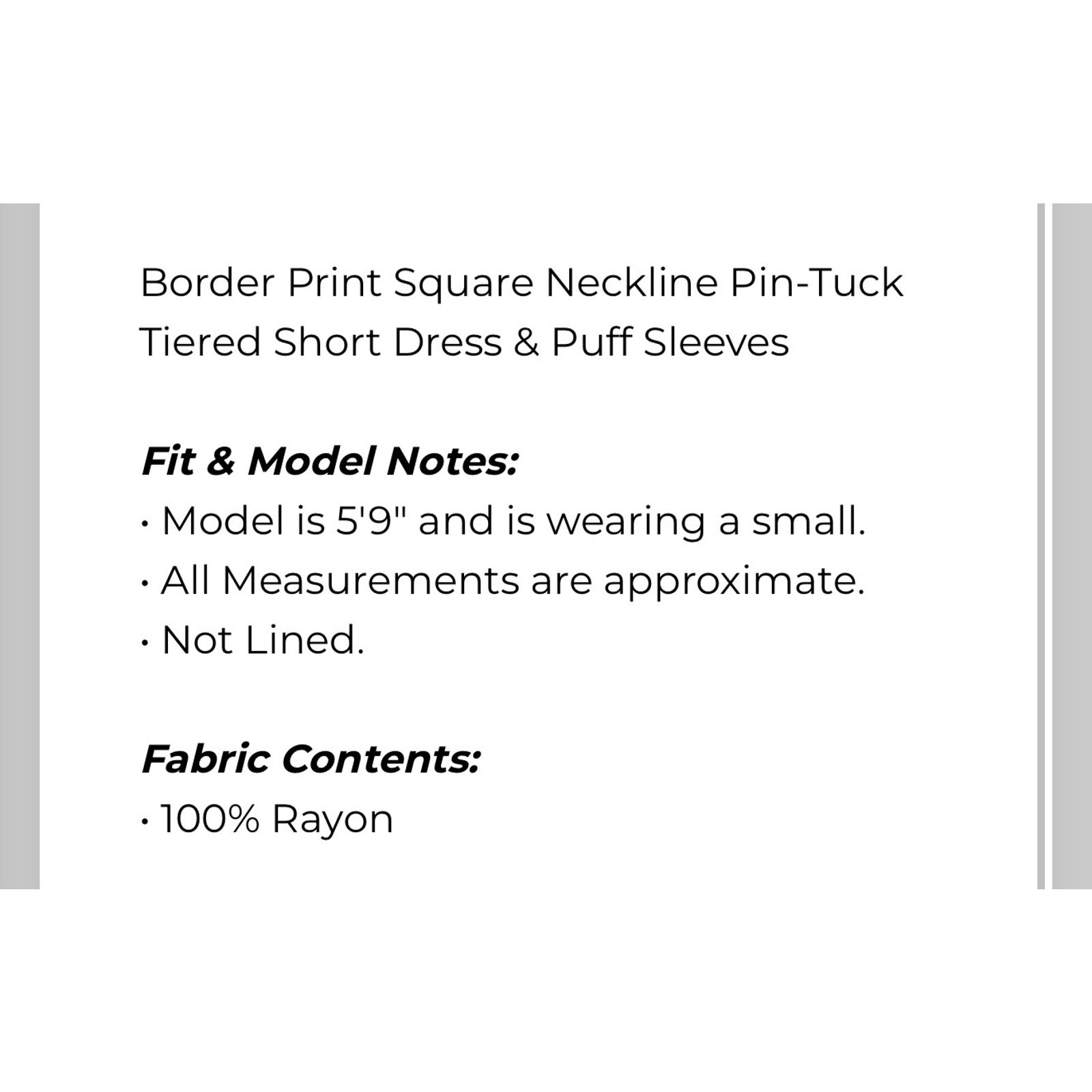 Umgee - Border Print Pin-Tuck Tiered Dress - MEDIUM - Image 6