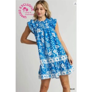 Umgee - Copyright Print Two-Tone Floral Paisley Print Dress - Small