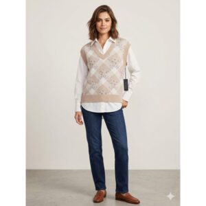 Rachel Zoe - 2 in 1 Layered Sweater Vest Shirt Combo - Small
