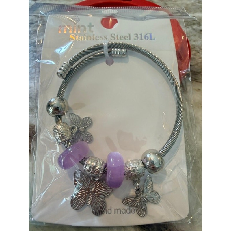 The "St. Thomas" Flutter Charm Bracelet - Stainless Steel and Adjustable