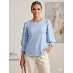 Vine & Love - Smocked Puff Sleeve Blouse - Small