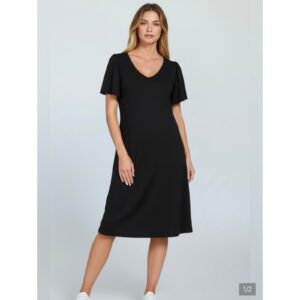 Zenana - V-Neck Short Sleeve Dress - Medium