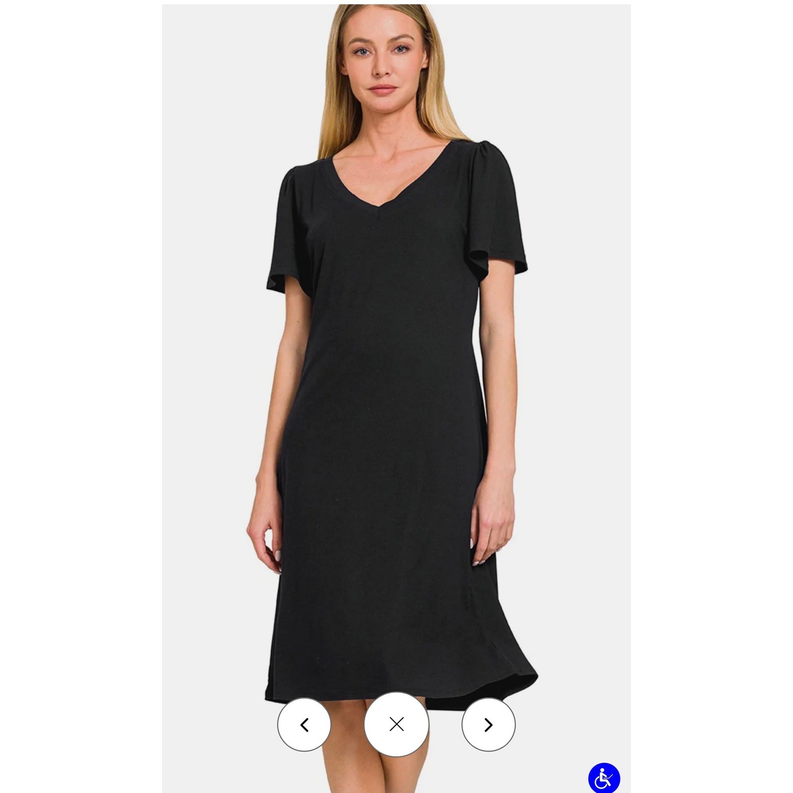 Zenana - V-Neck Short Sleeve Dress - XLarge - Image 3