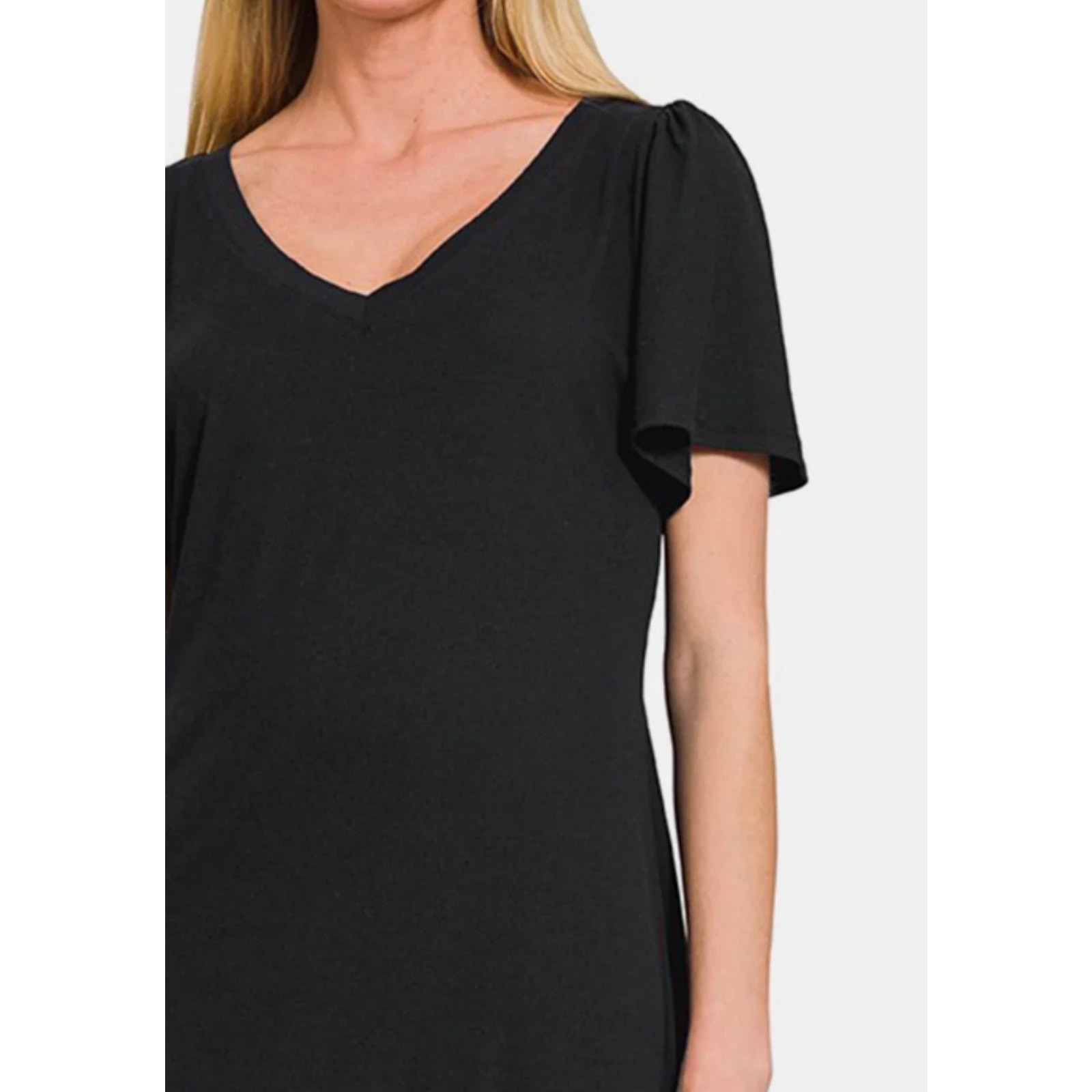 Zenana - V-Neck Short Sleeve Dress - XLarge - Image 5