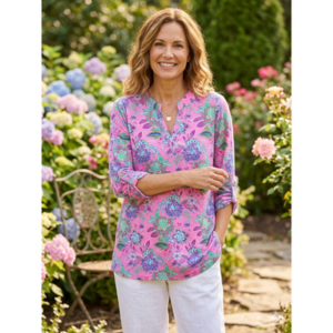 Dear Scarlett - 3/4 Tab Sleeve Lizzy Blouse - Large