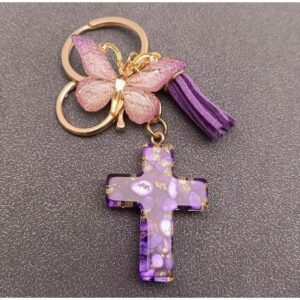 Purple Haven Bag Charm with Key Chain and Tassel