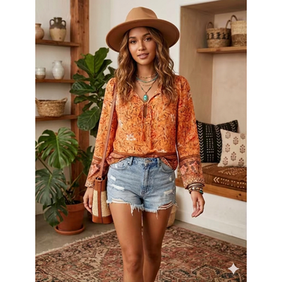 The "Solstice Surf" Boho Top - Medium - Image 3