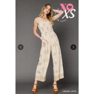 UMGEE - Boho Embroidered Smocked Jumpsuit - Medium