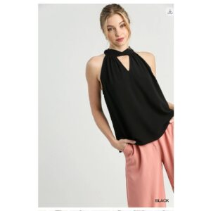 Umgee - Halter Tie Neck Layering Back Tie Top - Medium