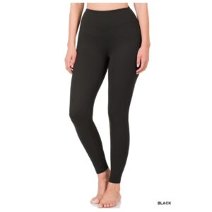 Zenana - Brushed DTY Microfiber Wide Waistband Leggings - XLarge