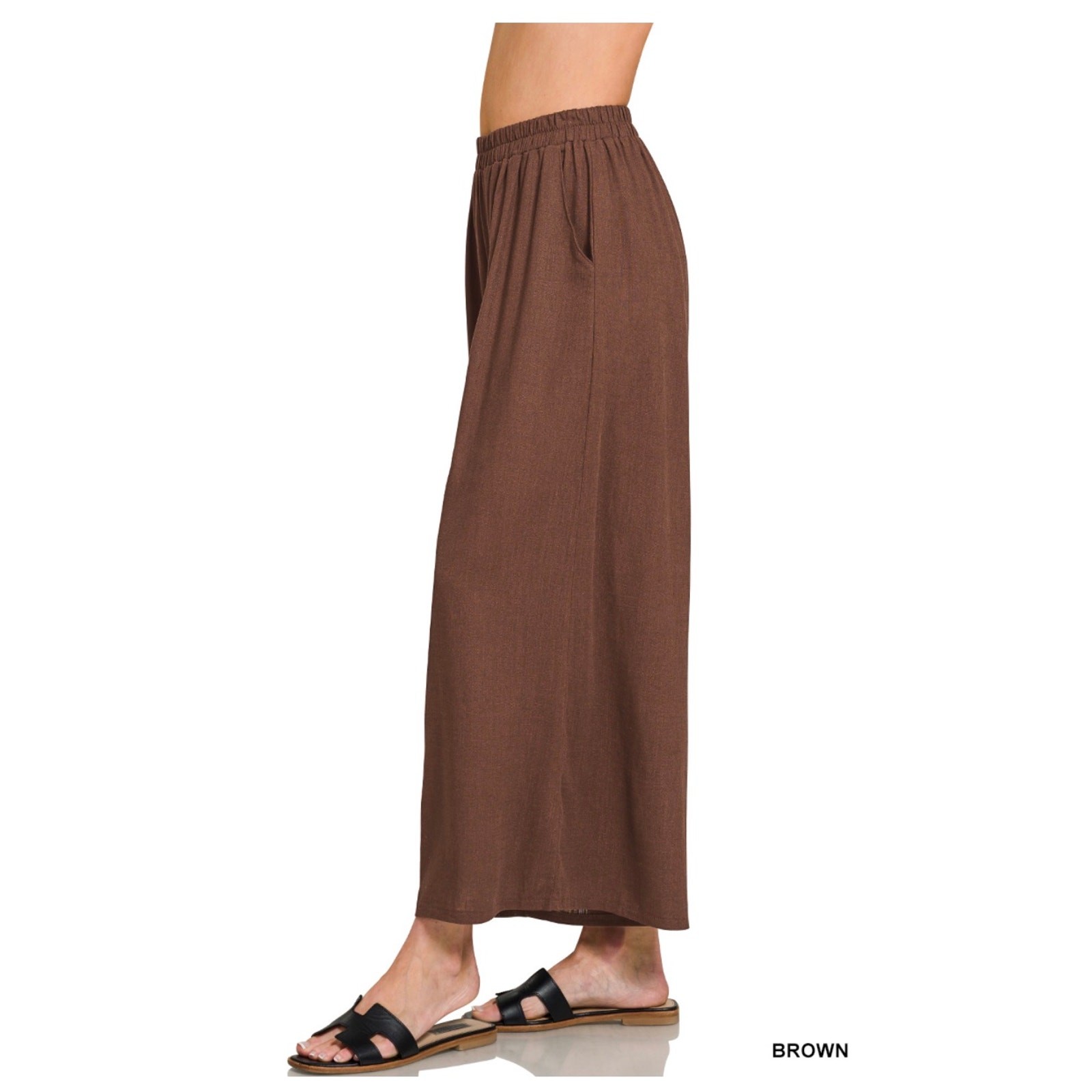 Zenana - Woven Pleated Linen Blend Wide Leg Pants - XLarge - Image 3
