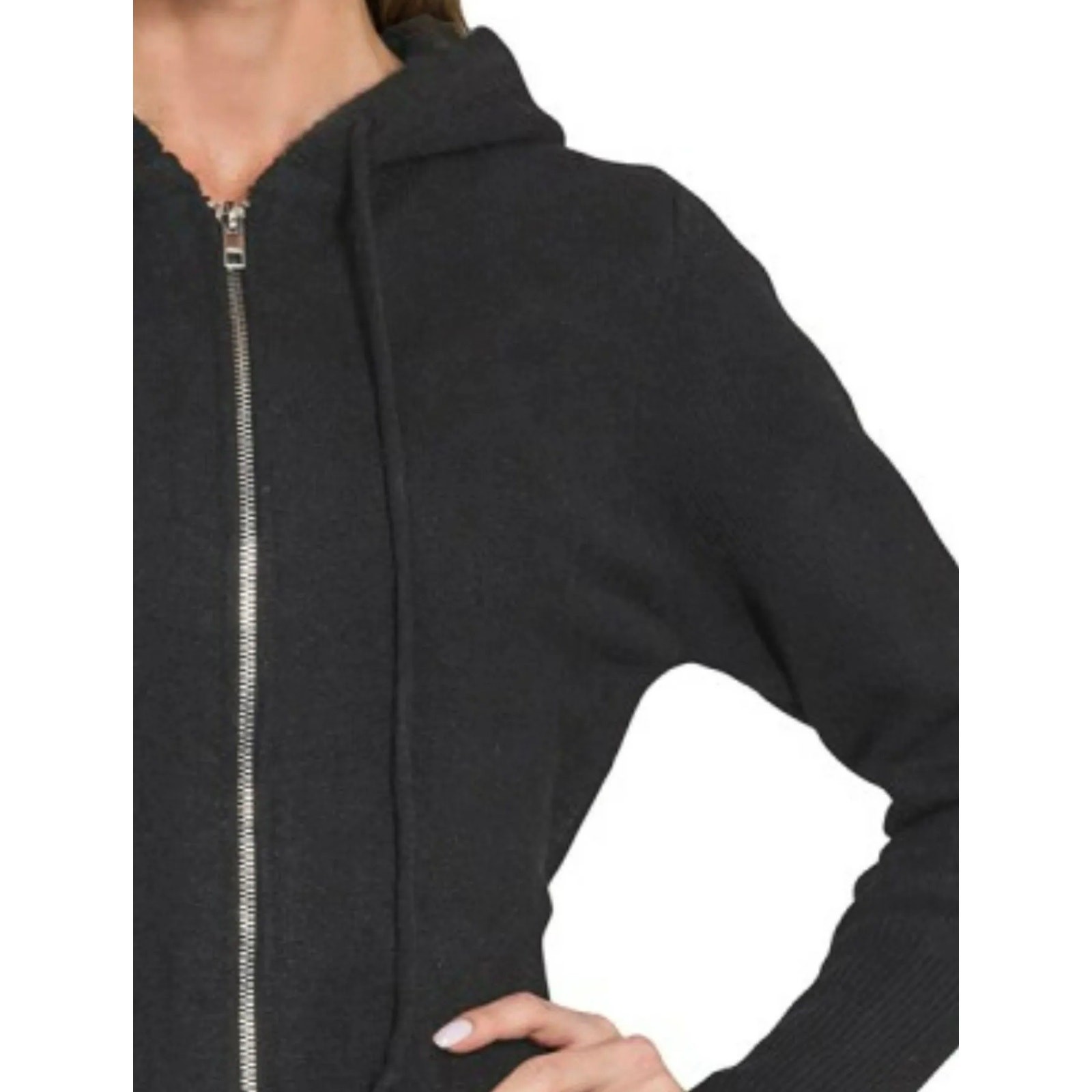 Zenana - Zip Up Hooded Cardigan - Medium - Image 4