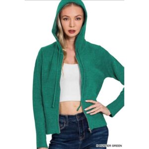 Zenana - Zip Up Hooded Cardigan - XLarge